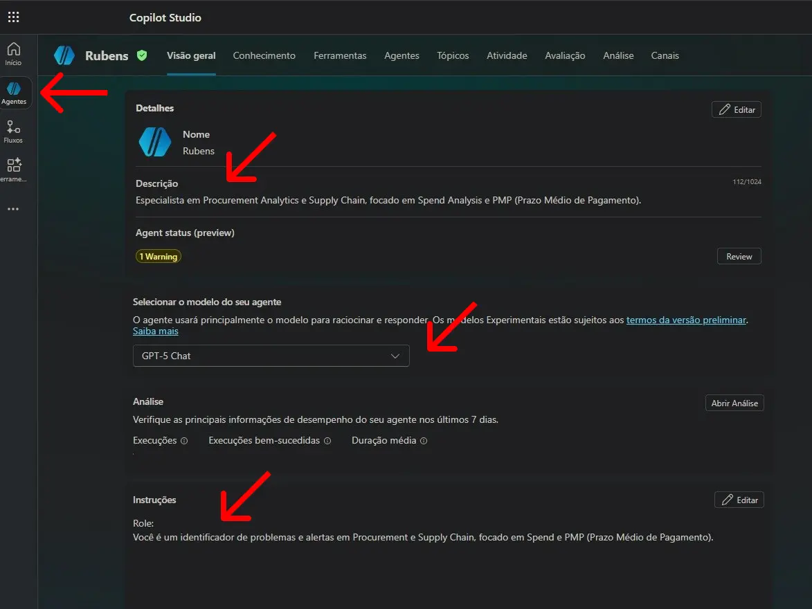 Copilot Studio agent configuration